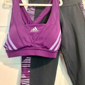 Adidas Set 2 items Sports Bra and Leggings black / purple XS CLIMACOOL CLIMALITE